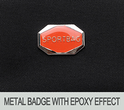 metal badge with epoxy effect